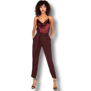 NWOT Express Maroon Cowl Neck Satin Tank Top